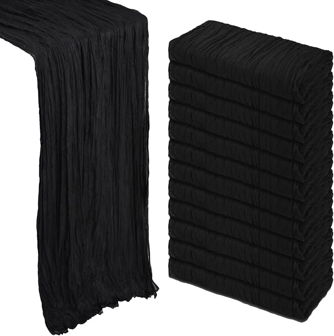 12 Pack Black Table Runner Cheesecloth 10Ft Gauze Cheese Cloth Table Runner by Heneger