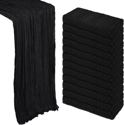 12 Pack Black Table Runner Cheesecloth 10Ft Gauze Cheese Cloth Table Runner by Heneger