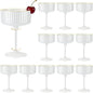 12 PCS Champagne Martini Glasses Pearl White 10 oz Espresso Martini Glasses Gold Rim Disposable Plastic Ribbed Coupe Glasses Vintage Cocktail Glass Champagne Coupe Cup For Wedding Anniversary