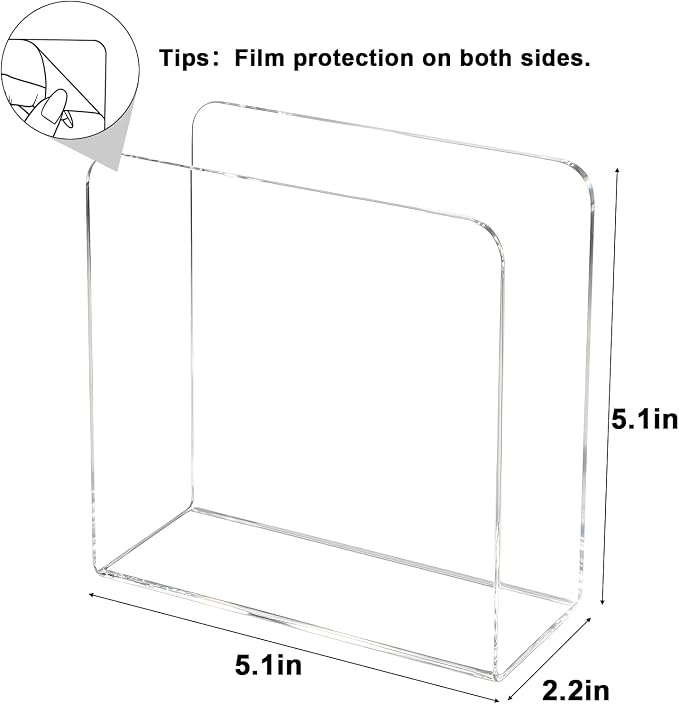 Clear Napkin Holder for Table, Acrylic Upright Napkin Dispenser for Kitchen - Image 2