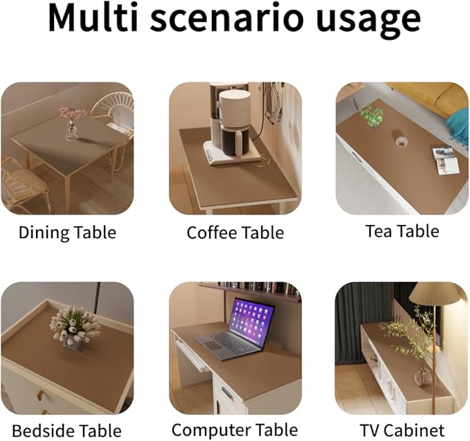 Leather Table Cover,1.8mm Thick,40x60 Inch Table Protector,Table Protector for Dining Room Table,Table Pads for Dining Room Table Rectangular.(Mud Color+Champagne Gold,40x60)