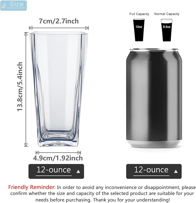 Top-spring 12 Oz Reusable Plastic Water Tumbler 6pcs Clear BPA Free | Thickened - Image 4