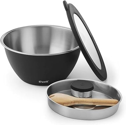 S'well Stainless Steel Salad Bowl Kit XL 184oz, Includes 5oz Canister by Swell