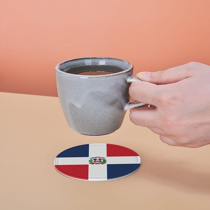 6 Pack Dominican Flag Leather Coaster - Image 7