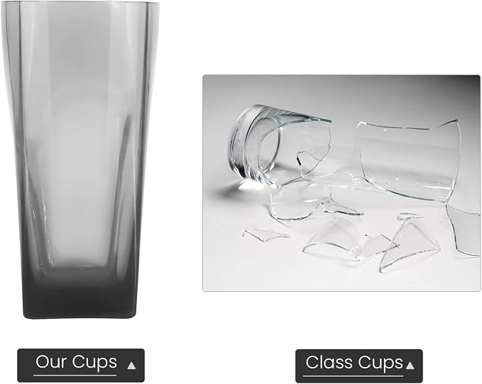 Top-spring 12 Oz Reusable Plastic Water Tumbler 6pcs Grey BPA Free | Thickened - Image 5