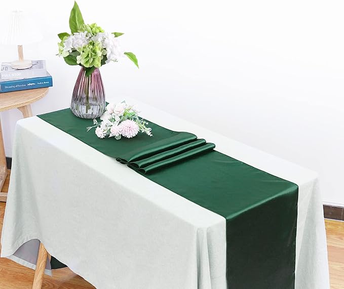 Satin Table Runner, Forest Green, 12x108 Inches, 15 Pack - Image 3