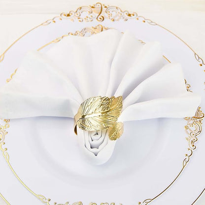 Efavormart 4 Pack | Metallic Gold Ornate Leaf Napkin Rings, Linen Napkin Holders - Image 9