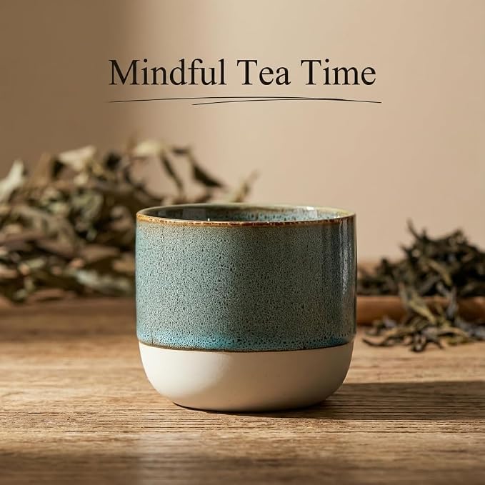 Ceramic Tea Cups 7oz Japanese Style Ceramic Tea Set, Tea Cup, Herbal Tea Coffee - Image 2