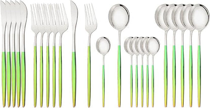 JASHII Flatware Set 24 Piece, Stainless Steel Silverware Set, Macaron Small by JASHII