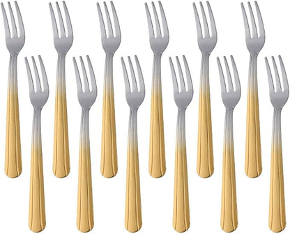 Oyster Fork Set of 12, 5.4 Inch Stainless Steel Cocktail Forks, 3 Tines Mini by KitchenDining