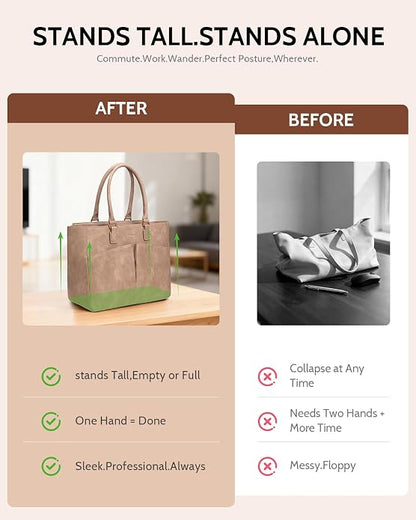 Laptop Tote Bag for Women, Leather Work Tote - Image 8
