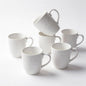 Porcelain Mug Set of 6, 12 oz White Coffee Cups | Relief sculpture bone design; by Unknown