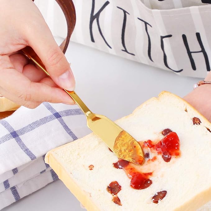Buyer Star Butter Knives, 18/10 Stainless Steel 6.10 Inch Gold Cheese Spreader - Image 3