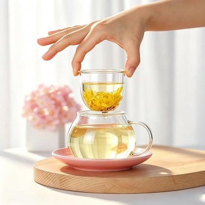 Mushroom Tea Cup Set, Cute Cups Glass Tea Cups - Image 2