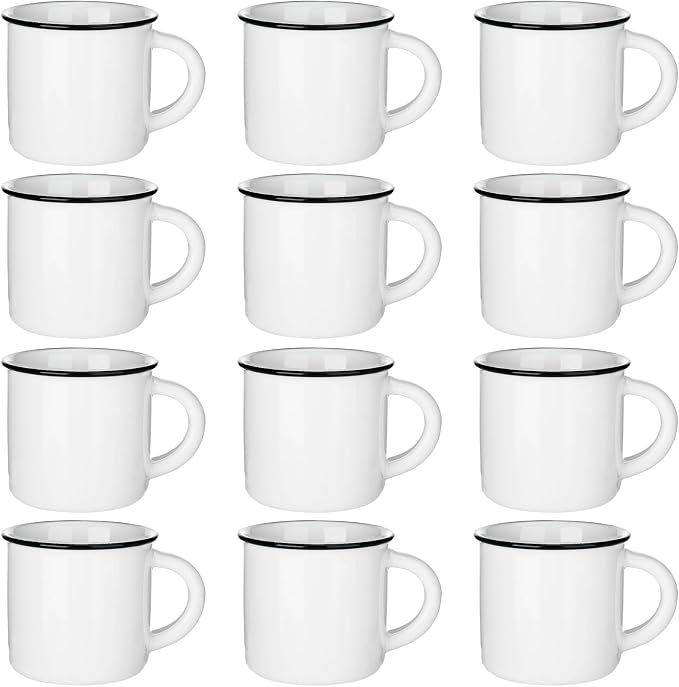 Uiifan 12 Pcs Ceramic White Coffee Mugs Bulk Vintage Espresso Mug Mini Tea Cups by Uiifan