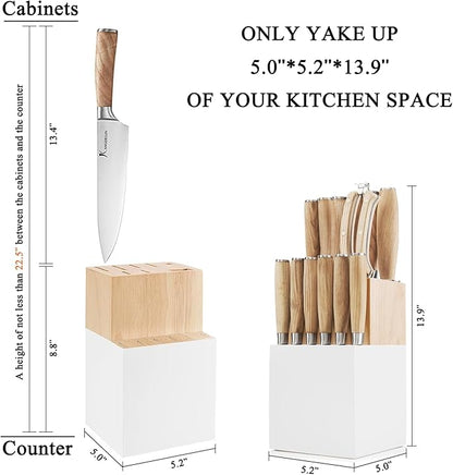 Natura Series 15 PCS Knife Block Set, Ultra Sharp High Carbon Stainless Steel with Wooden Handle