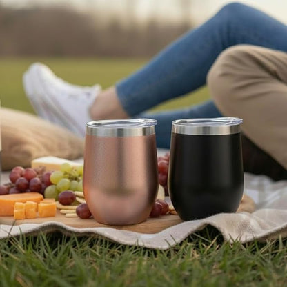 CHILLOUT LIFE 12 oz Stainless Steel Wine Tumblers 2 Pack - Image 8