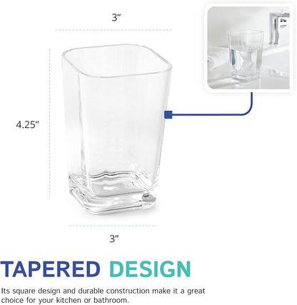 Clear Square Toothbrush Holder or Bathroom Tumbler Cup | Shatter-Proof - Image 4