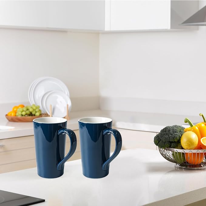 20 OZ Simple Pure Blue Mug Plain Large Tall Ceramic Milk Tea Coffee Mug - Image 6