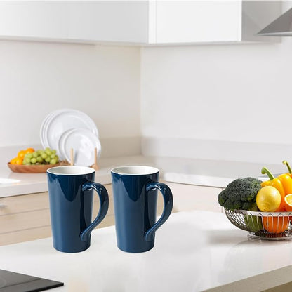 20 OZ Simple Pure Blue Mug Plain Large Tall Ceramic Milk Tea Coffee Mug - Image 6