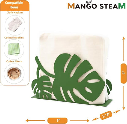 Mango Steam Tabletop Napkin/Tissue & Letter Holder for Home, Kitchen, Restaurants (Leaf, Green)