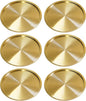 Heavy Brass Coasters for Drinks (6-Pack) - Solid Bronze Gold Coasters - Classy MCM Style Premium Coaster Set - 5 Star Hotel Table & Bar - Board Room Elegant Copper Cup Holder - L