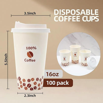 Tamone 100 PACK 16OZ Disposable Coffee Cups - Image 2