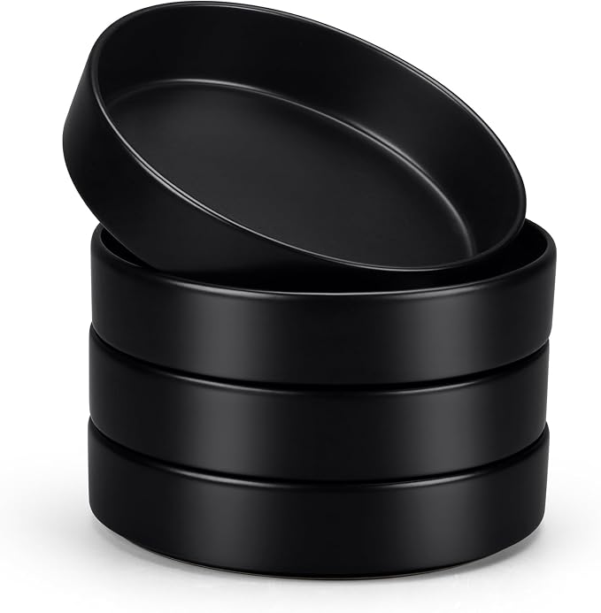 E-far Pasta Bowls Set of 4-35oz Shallow Ceramic Bowl Plates by E-far