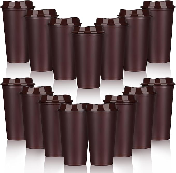 Domensi 15 Pack Reusable Plastic Coffee Cups by Domensi