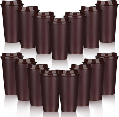Domensi 15 Pack Reusable Plastic Coffee Cups by Domensi