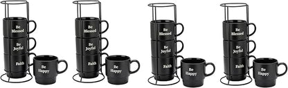 Signature Housewares Be Happy Stackable Stoneware Coffee Mug Set by SignatureHousewares
