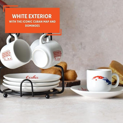 IMUSA 8 Piece Stoneware 1.5 Oz Cuba Espresso Coffee Set - Image 4