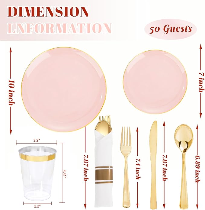 KIRE 350 PCS Pink Disposable Plates - Image 9