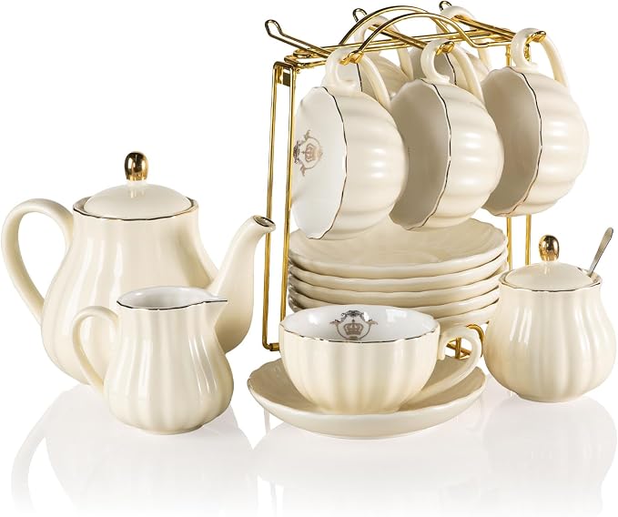Sweejar Porcelain Tea Sets British Royal Series, 8 OZ Cups & Saucer Service by Sweejarco1949