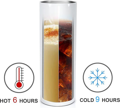 50 Pack Sublimation Tumblers Blank 20 oz Straight Skinny Tumbler with Metal Straws Rubber Bottom Individually Boxed Sublimation Cups Wholesale Blank White for Heat Transfer