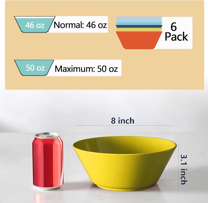 50 Oz Wheat Straw Bowls Set of 6 - Image 4