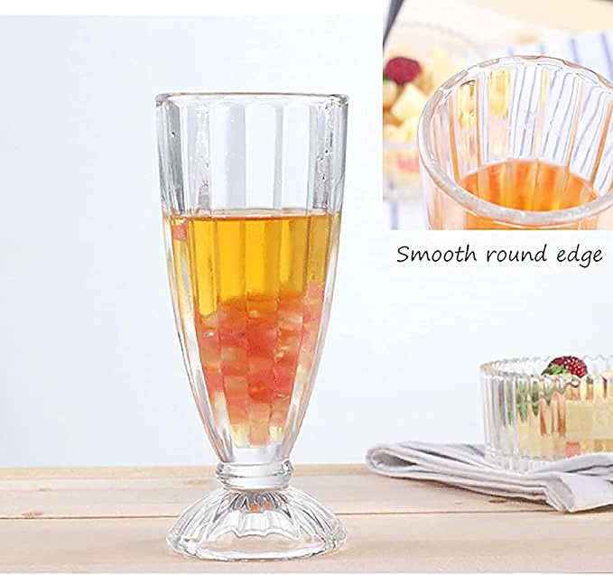 Cedilis Set of 6 Milkshake Glass, 12oz Old Fashion Sundae Cups, Retro Ice Cream - Image 4