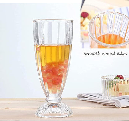 Cedilis Set of 6 Milkshake Glass, 12oz Old Fashion Sundae Cups, Retro Ice Cream - Image 4