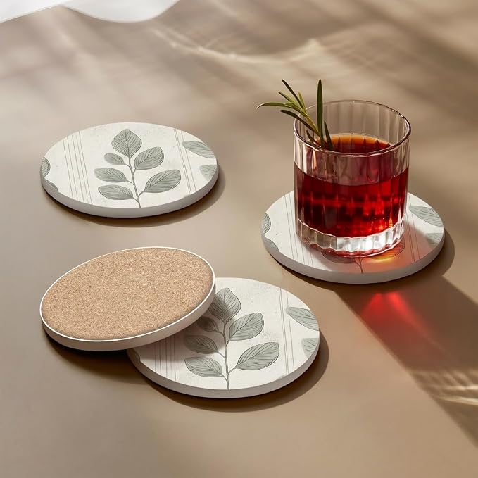 VEYRO Ceramic Coasters Set of 6 or 4 – Absorbent Stone Drink Coasters - Image 3