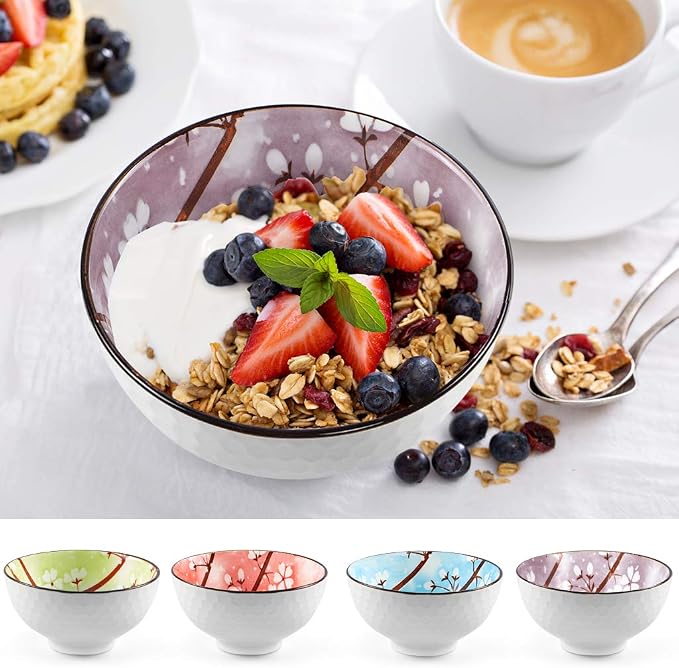 Ceramic Rice Bowls 10 oz, Sakura Bowl Gift Set - Image 7