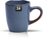 Organic Shape Highland Ceramic Mug, 24pcs 12oz Handmade Reactive Glaze Stoneware Coffee Mug with Wavy Edge, for Kitchen, Microwave & Dishwasher Safe, Scratch Resistant-Blue