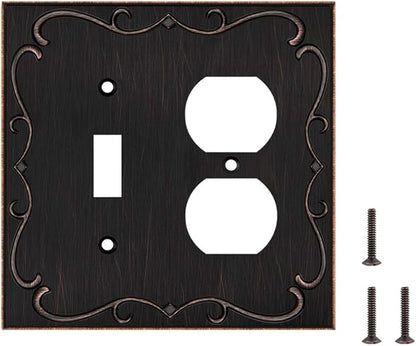 French Cabriole Decorative Wall Plate Switch Plate Outlet Cover (Toggle/Duplex, Aged Bronze)