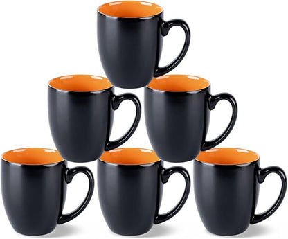 GBhome 16 oz Coffee Mugs Set of 6, Ceramic Coffee Cups- Orange by GBhome