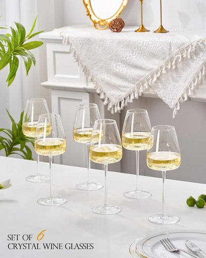 White Wine Glasses Set of 6, 15oz Crystal Wine Glasses - Image 2
