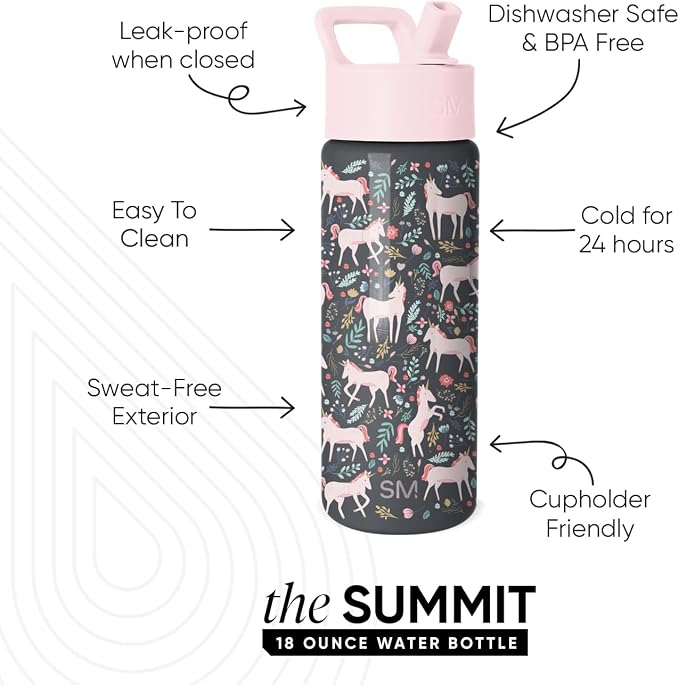 Simple Modern Kids Water Bottle & Toddler Cup | 18oz | Unicorn - Image 2
