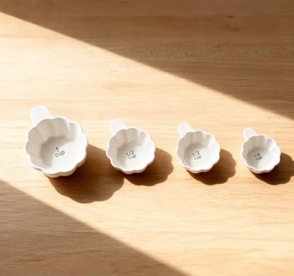 Pumpkin Ceramic Measuring Cups, 4-Piece Set, ⅓ & ¼ Cup Sizes, Baking & Cooking - Image 3