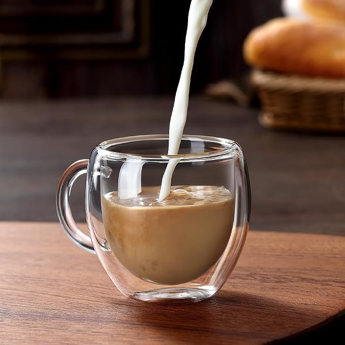 Espresso Cups Set of 2 With Handle, 2.5oz Clear Expresso Shots Cup, Espresso - Image 5