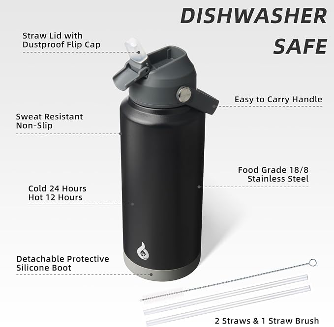 BJPKPK 32oz Insulated Water Bottle, Stainless Steel Bottle - Image 3