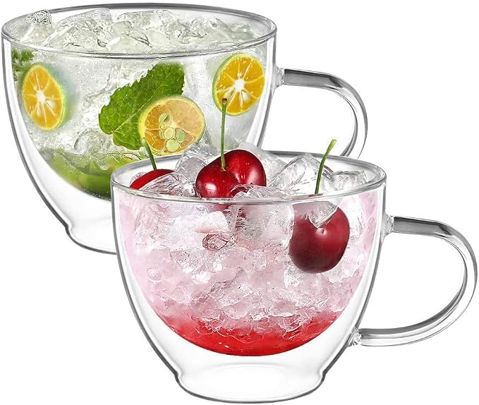 ecooe Double Walled Glass Coffee Mug 12 oz Latte Cappuccino Cups Set of 2 - Image 8