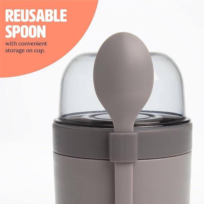 Tasty Travel Snack Cups with Spoons, On-The-Go Snacking, Divided Compartments - Image 5